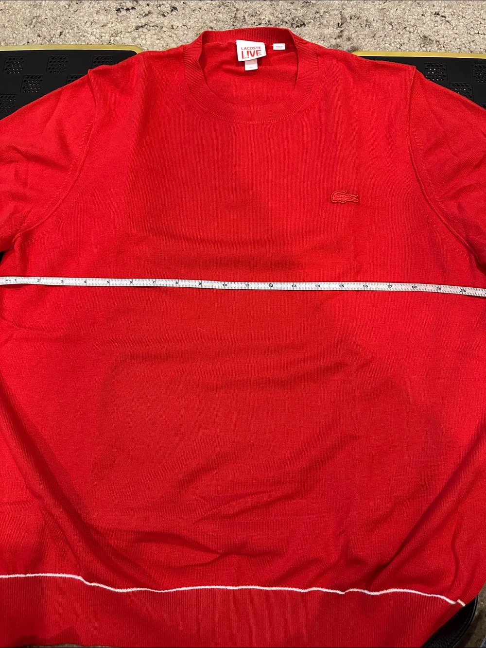 Lacoste Red Crewneck Sweater with Crocodile Emblem